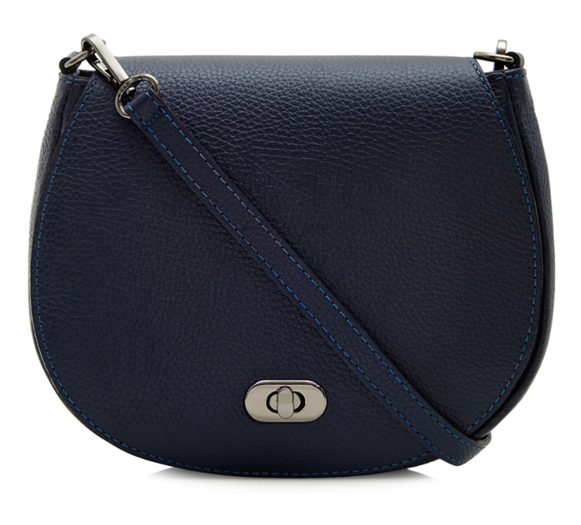 Navy Leather Satchel Bag