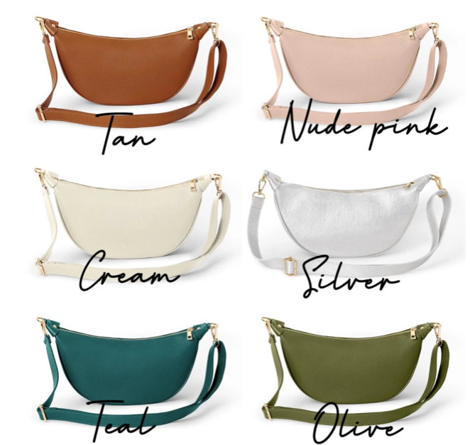 Cream Leather Moon Bag - Brooke