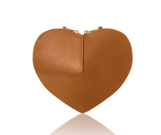 Tan Love Heart Leather Bag - Amour