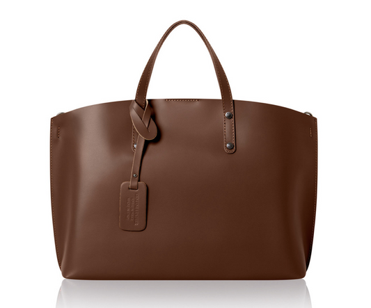 Dark Chocolate Large Leather Bag - Connie