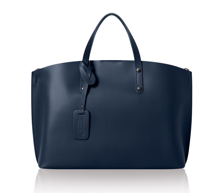 Navy Large Leather Bag - Connie