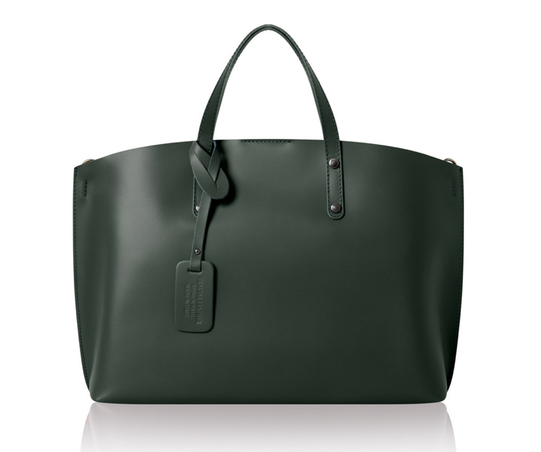 Dark Green Large Leather Bag - Connie