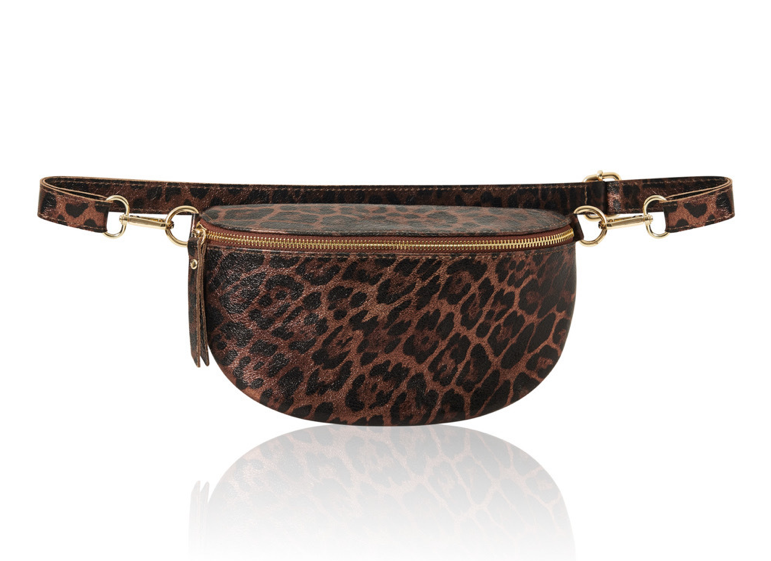 Leopard Print Leather Bum Bag - Zina