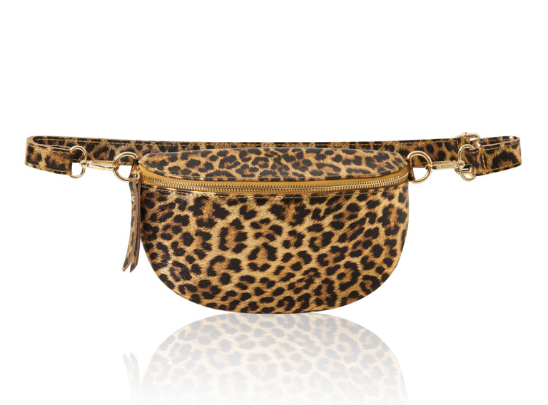 Leopard Print Leather Bum Bag - Zina