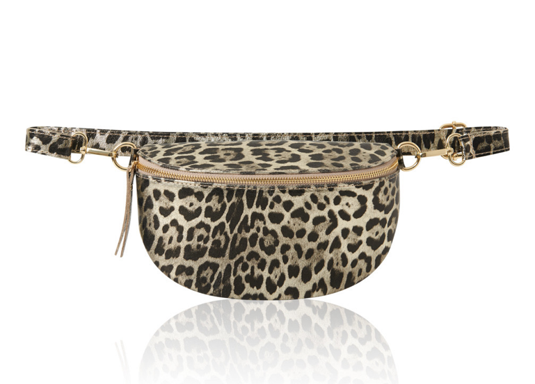 Leopard Print Leather Bum Bag - Zina