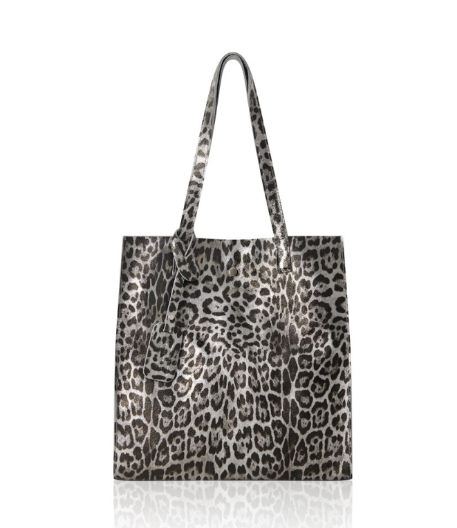 Leopard Print Leather Tote Bag - Wilma