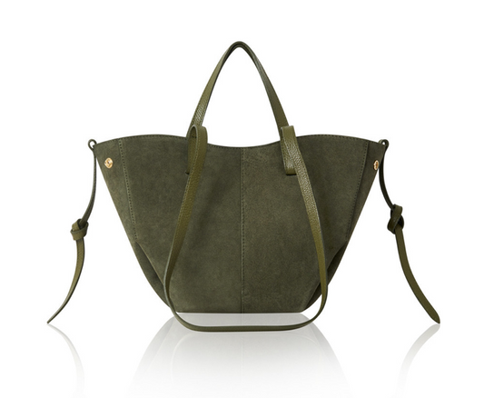 Olive Green Suede Shoulder Bag - Diana