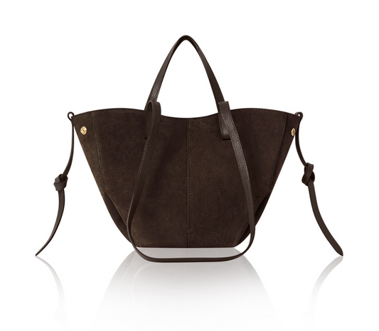 Dark Brown Suede Shoulder Bag - Diana