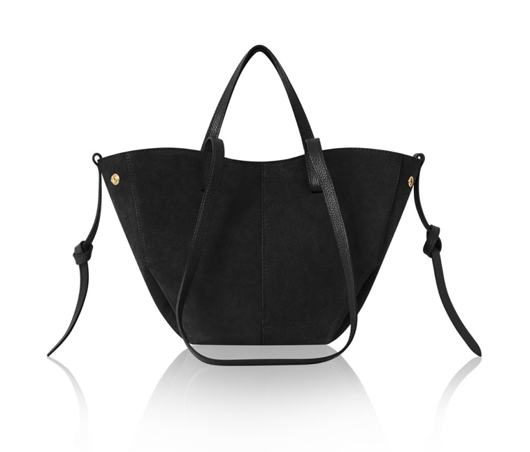 Black Suede Shoulder Bag - Diana