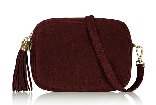 Burgundy Suede Crossbody Bag - Jean