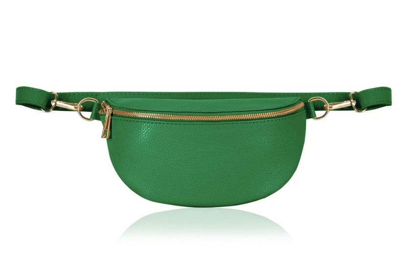 Green Leather Bum Bag - Aurora