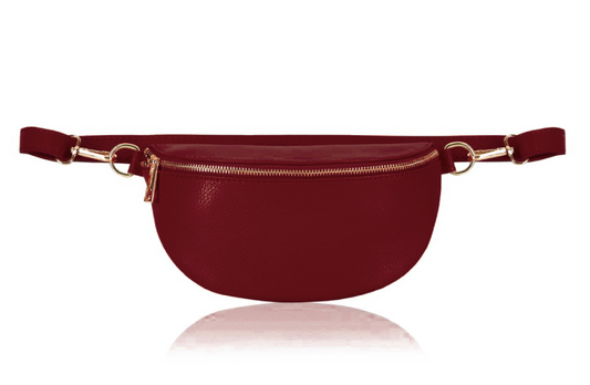 Burgundy Leather Bum Bag - Aurora