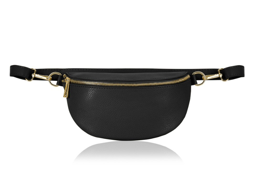 Black Leather Bum Bag - Aurora