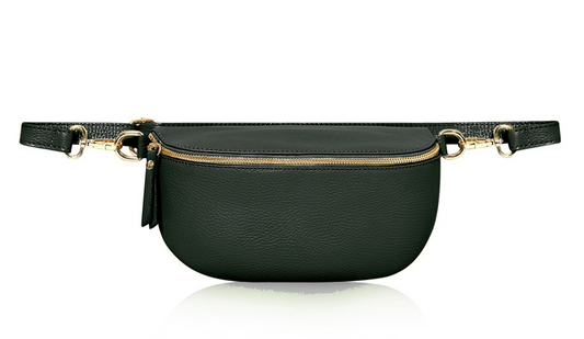 Dark Green Large Leather Sling Bag - Felicity