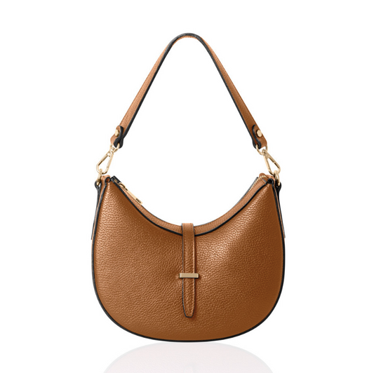 Tan Crescent Shaped Leather Bag - The Francie Bag