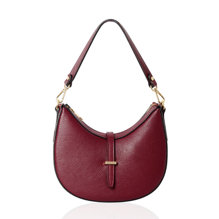 Burgundy Crescent Shaped Leather Bag - The Francie Bag