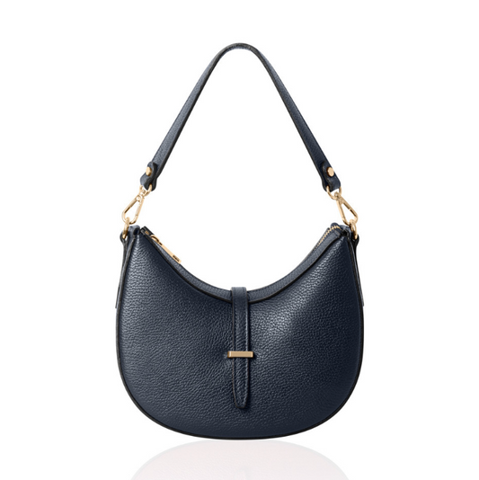 Navy Crescent Shaped Leather Bag - The Francie Bag