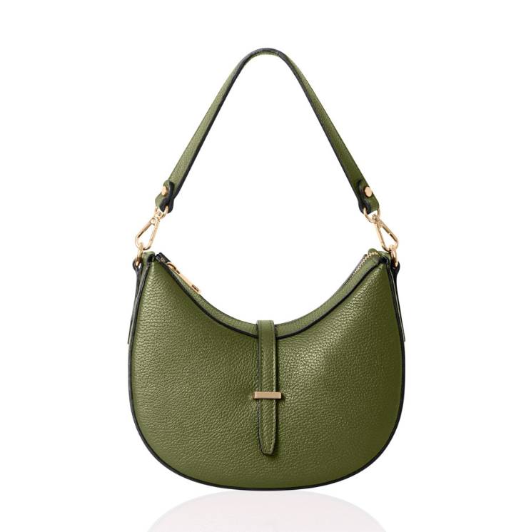 Olive Crescent Shaped Leather Bag - The Francie Bag