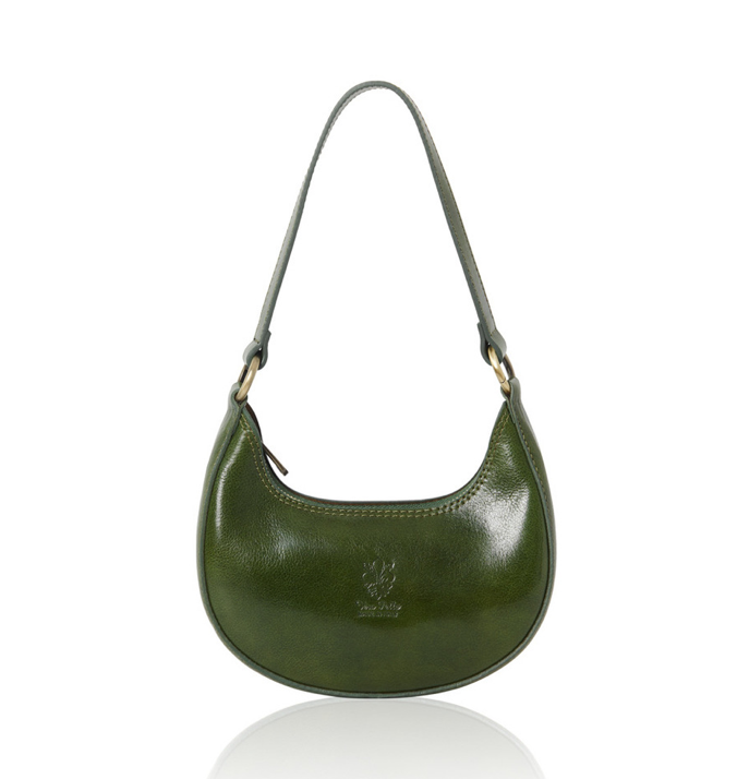 Green Half Moon Leather Shoulder Bag - Bridget