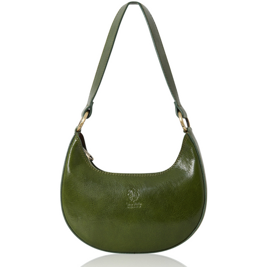 Green Half Moon Leather Shoulder Bag - Bridget XL