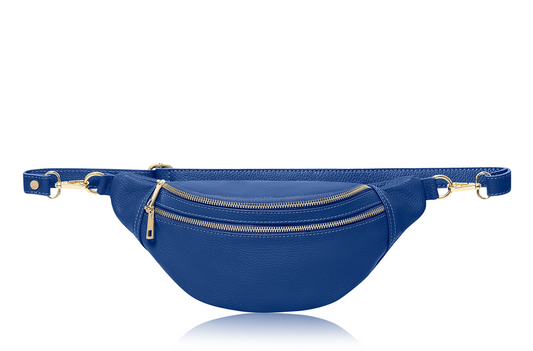 Sac oversize en cuir bleu - Cecilia