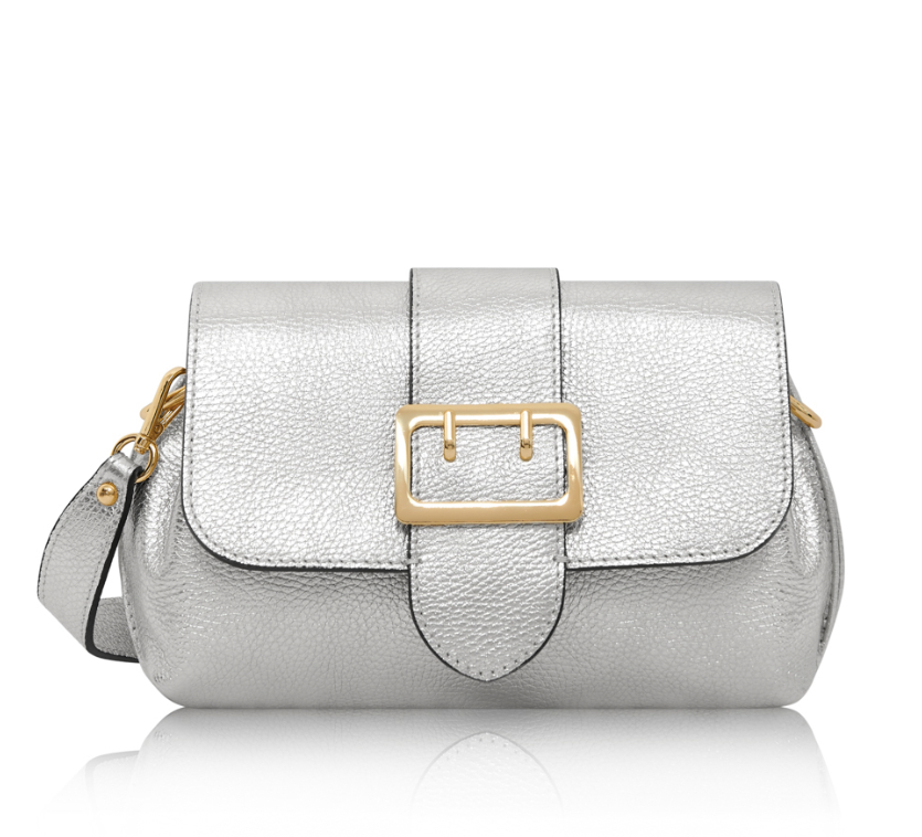 Silver Spacious Leather Buckle Bag With 3 Compartments - Queenie