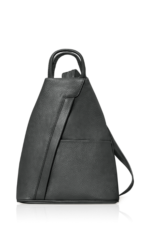 Dark Grey Convertible Leather Backpack - Wendy