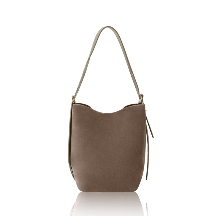 Taupe suede bucket bag - Clancy