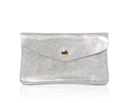 Silver Leather Purse - Medium