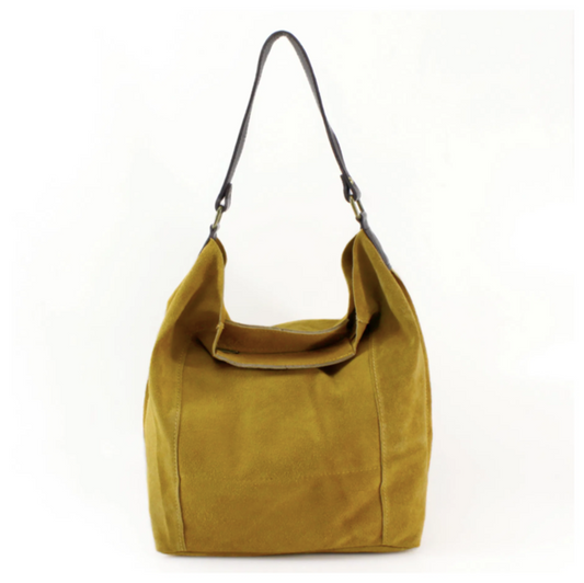 Mustard Yellow Suede Shoulder Bag - Twiggy