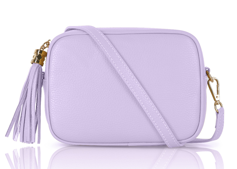 Sac bandoulière en cuir violet avec pompon - Darcy