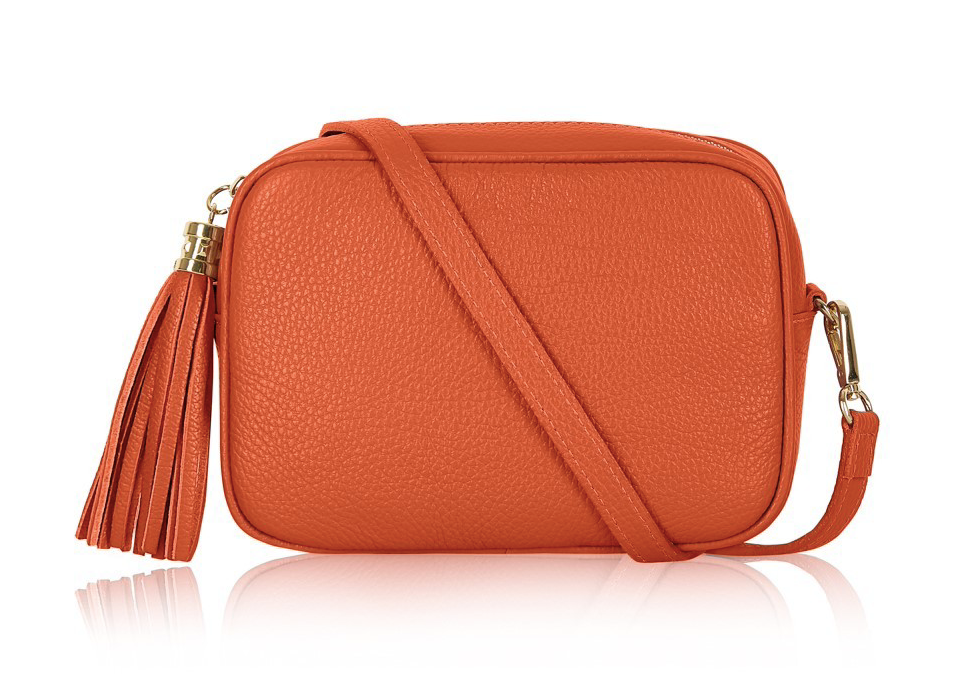 Burnt Orange Leather Crossbody Bag With Tassel - Darcy