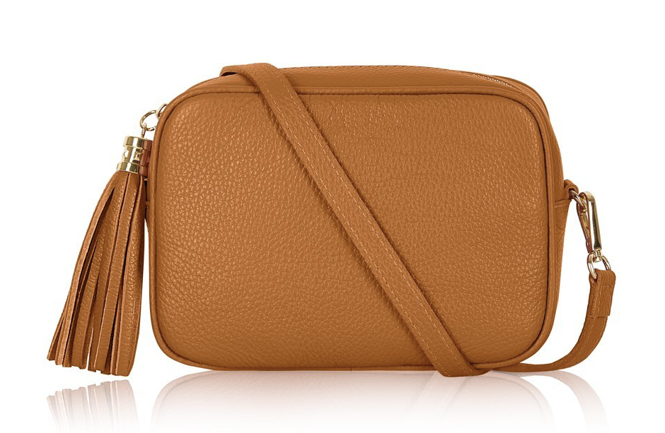 Light Tan Leather Crossbody Bag With Tassel - Darcy