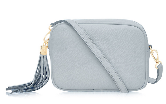 Duck Egg Blue Leather Crossbody Bag With Tassel - Darcy