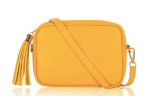 Yellow Leather Crossbody Bag With Tassel - Darcy