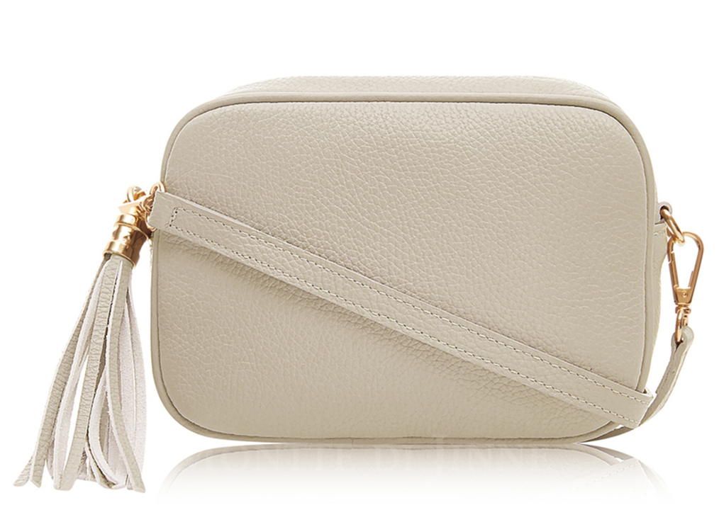 Cream Leather Crossbody Bag With Tassel - Darcy