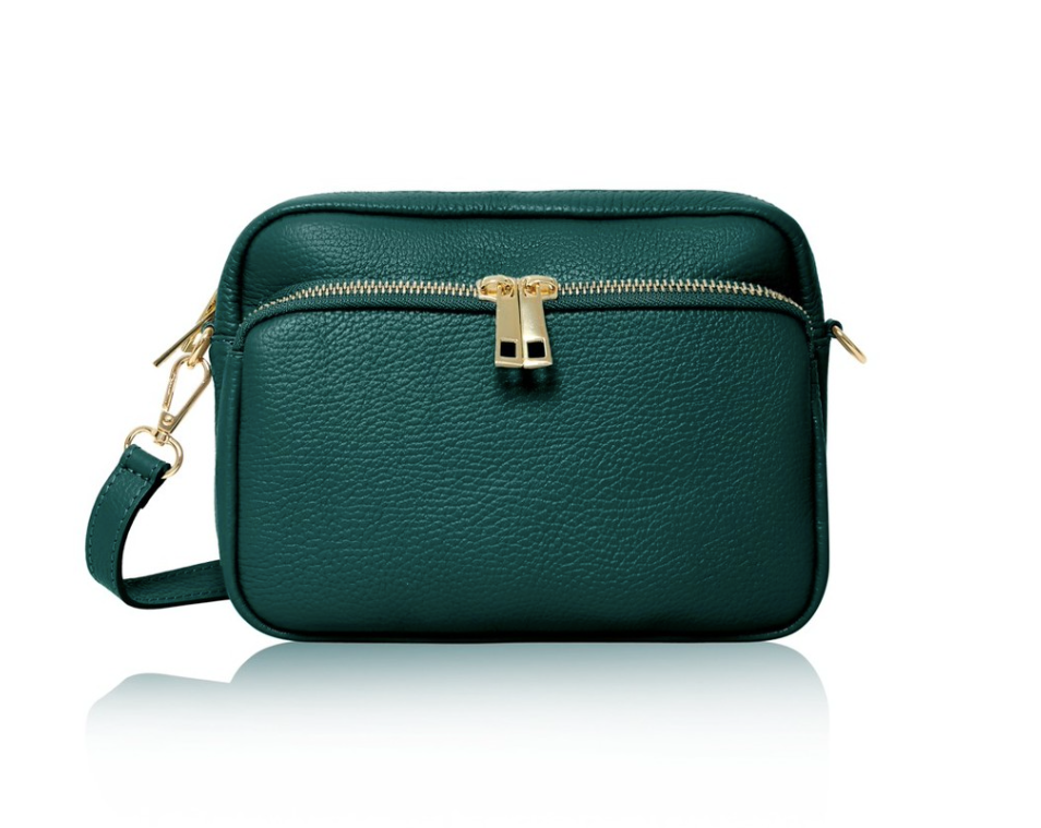 Teal Leather Bag With Large Front Pocket - Robin