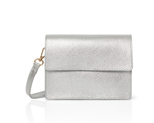 Silver Leather Minimalistic Bag - Zoe