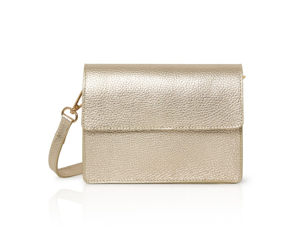 Gold Leather Minimalistic Bag - Zoe