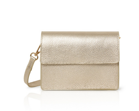 Gold Leather Minimalistic Bag - Zoe