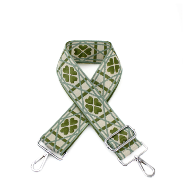 Green Lucky Clover Print Bag Strap