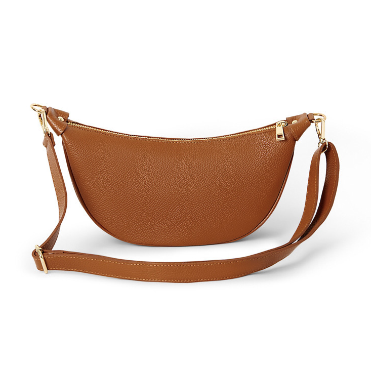 Tan Leather Moon Bag - Brooke