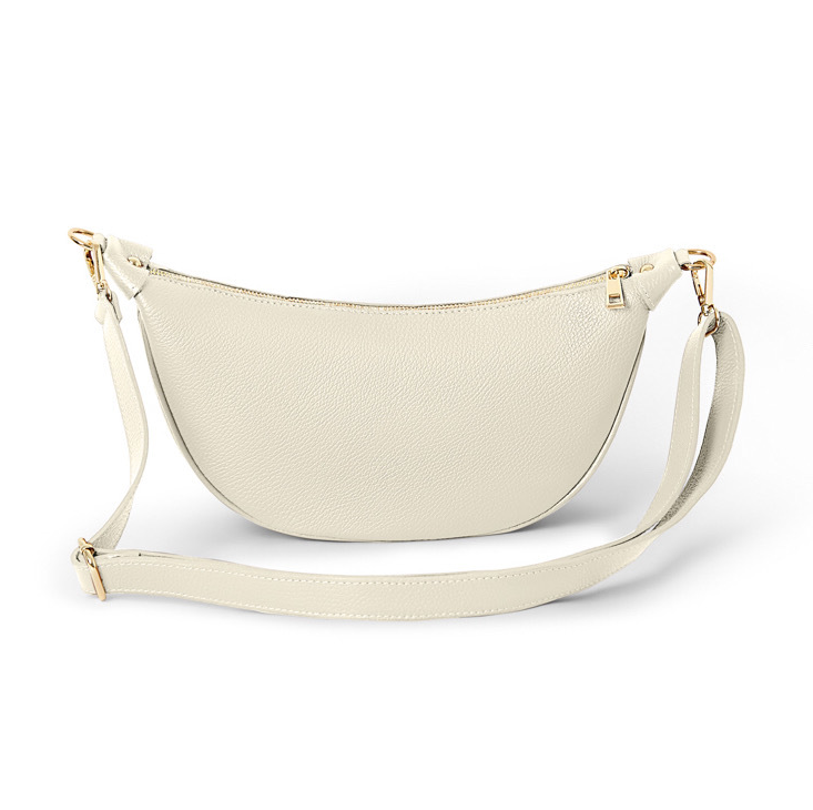 Cream Leather Moon Bag - Brooke