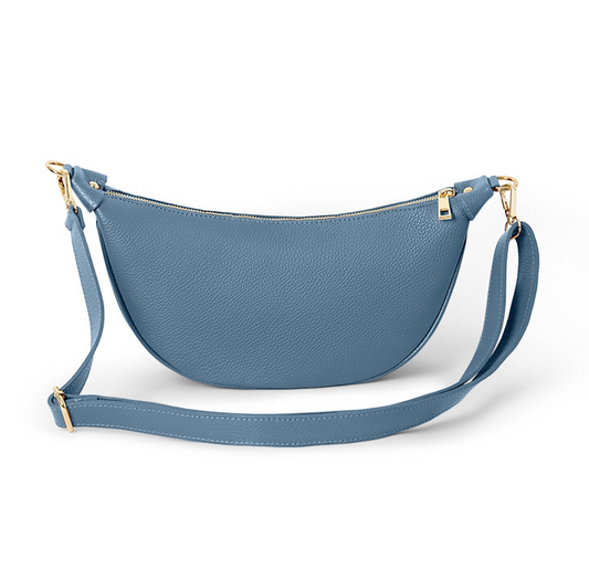 Blue Leather Moon Bag - Brooke