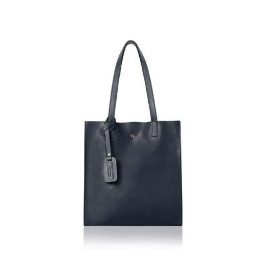 Navy Leather Tote Bag - Arya