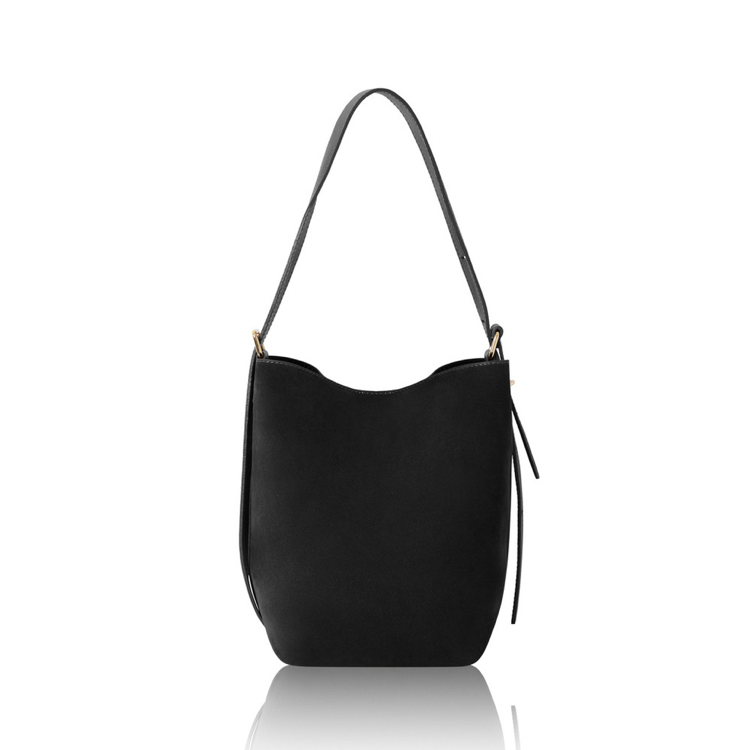 Black suede bucket bag - Clancy