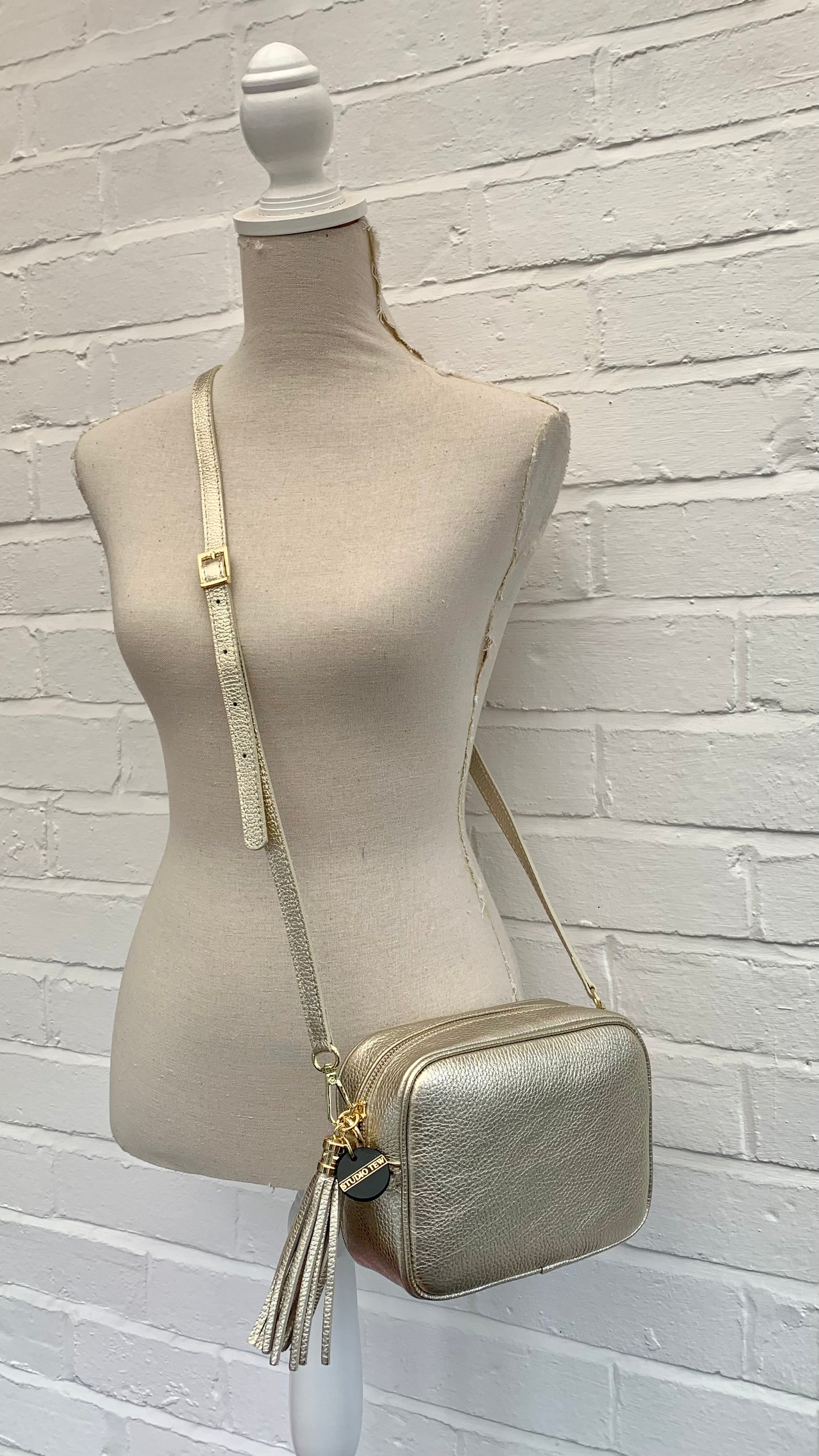 Gold/Silver Leather Crossbody Bag With Tassel - Darcy