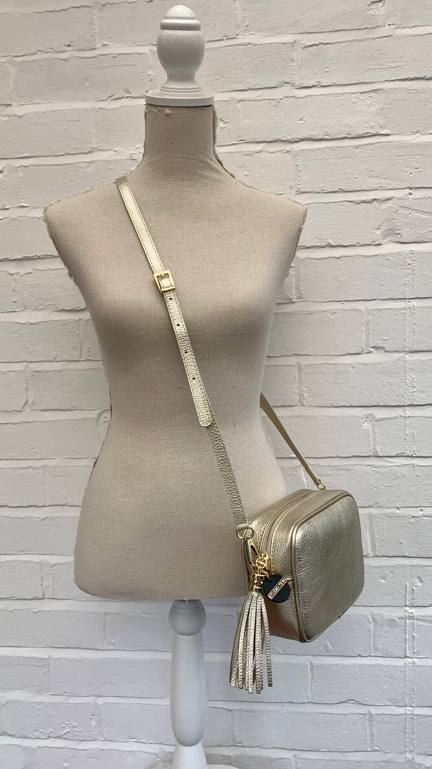 Gold/Silver Leather Crossbody Bag With Tassel - Darcy