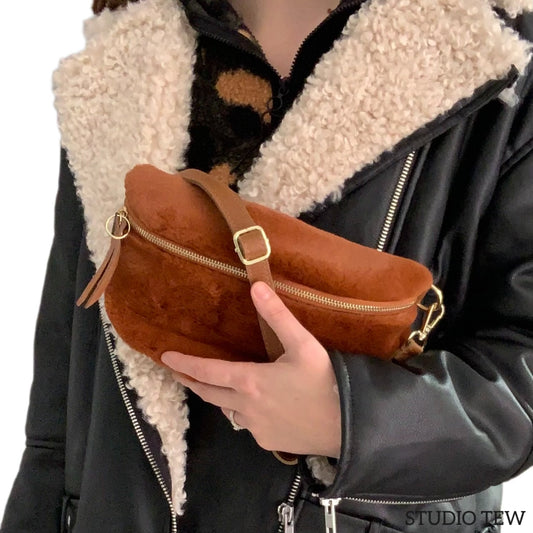 Faux Fur & Leather Sling Bag - The Auttie Bag