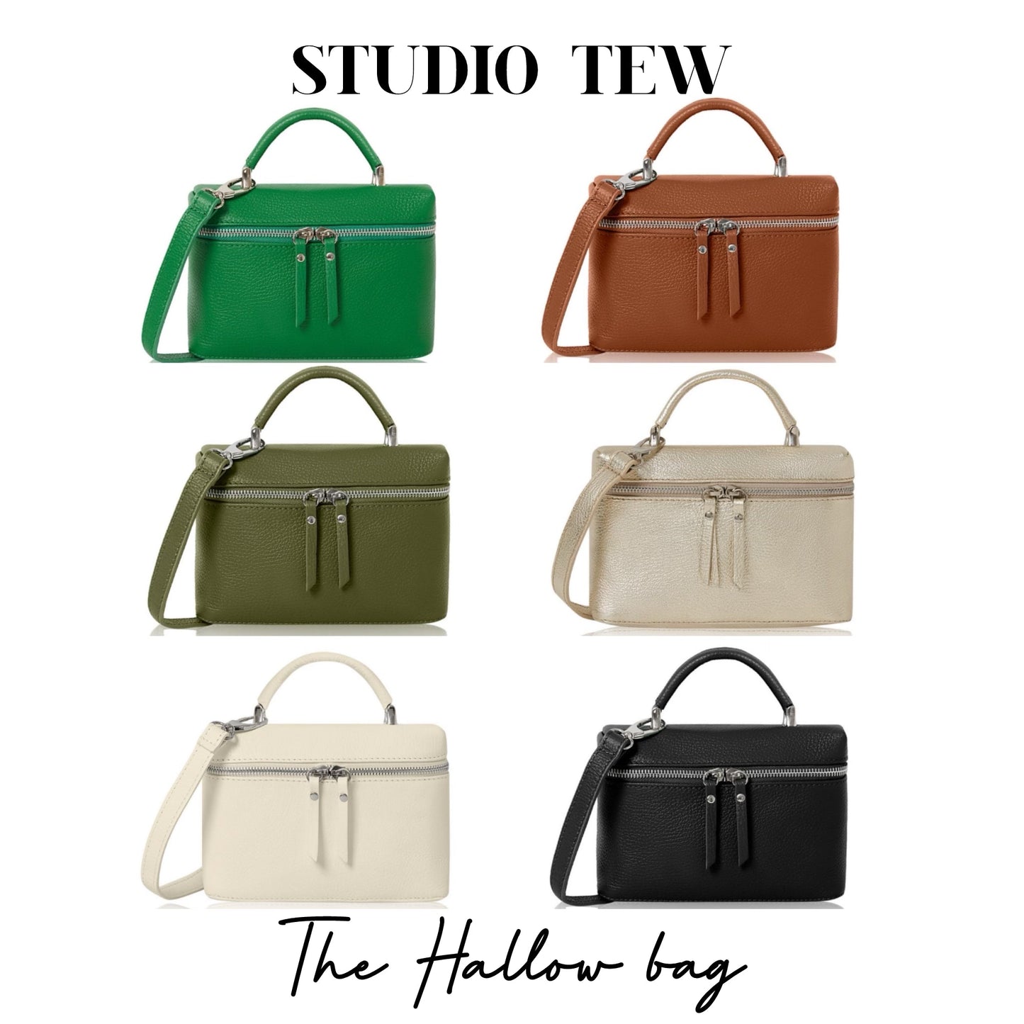 Charming leather bag with short handle & long strap - Hallow